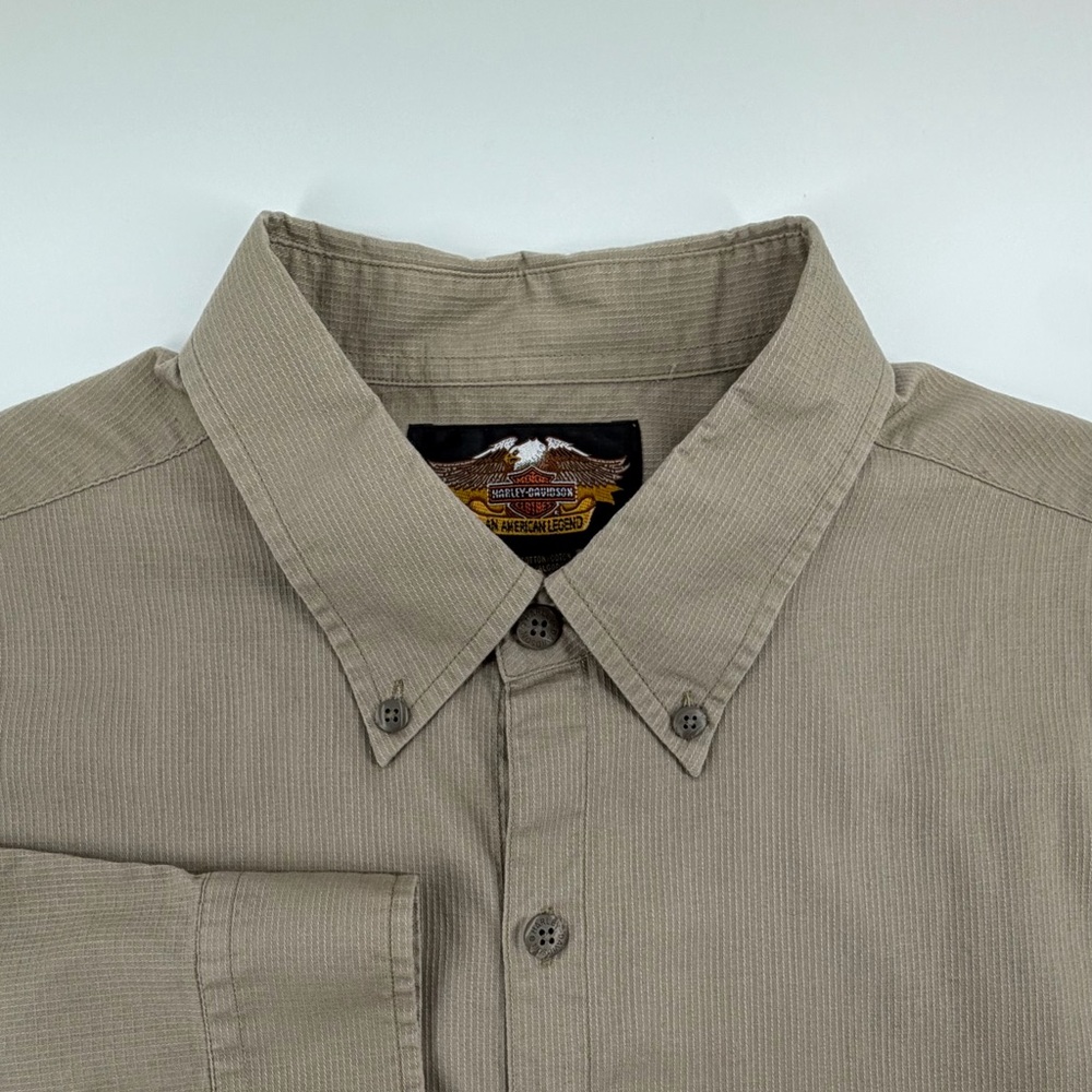Harley Davison Men's XL Beige Button-Up Biker Dress Shirt